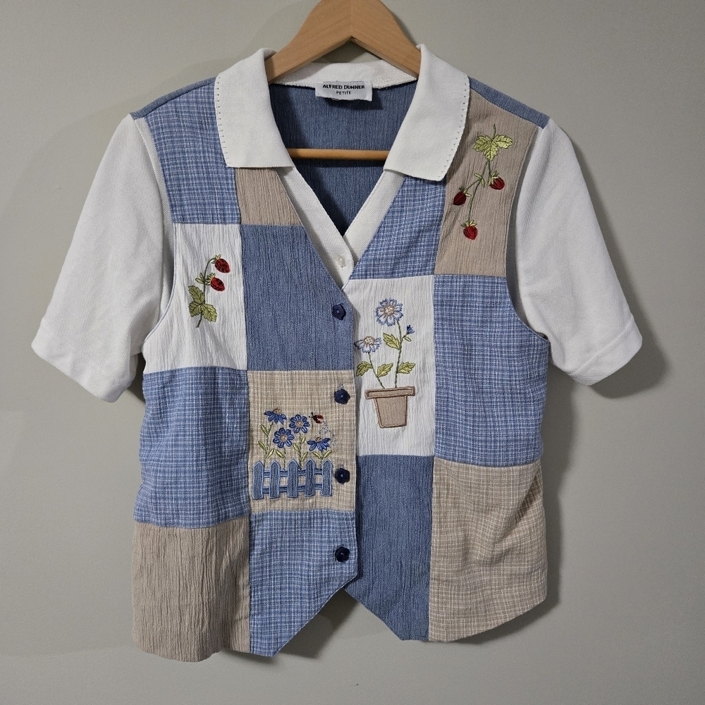 Alfred Dunner Petite Shirt with Embroidered Flowers